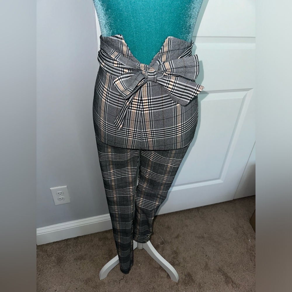 👖✨ Plaid skinny high waisted pants